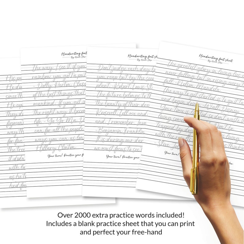 87 Page Brush Pen Caligraphy Hand Writing Practice Workbook Sheet ...