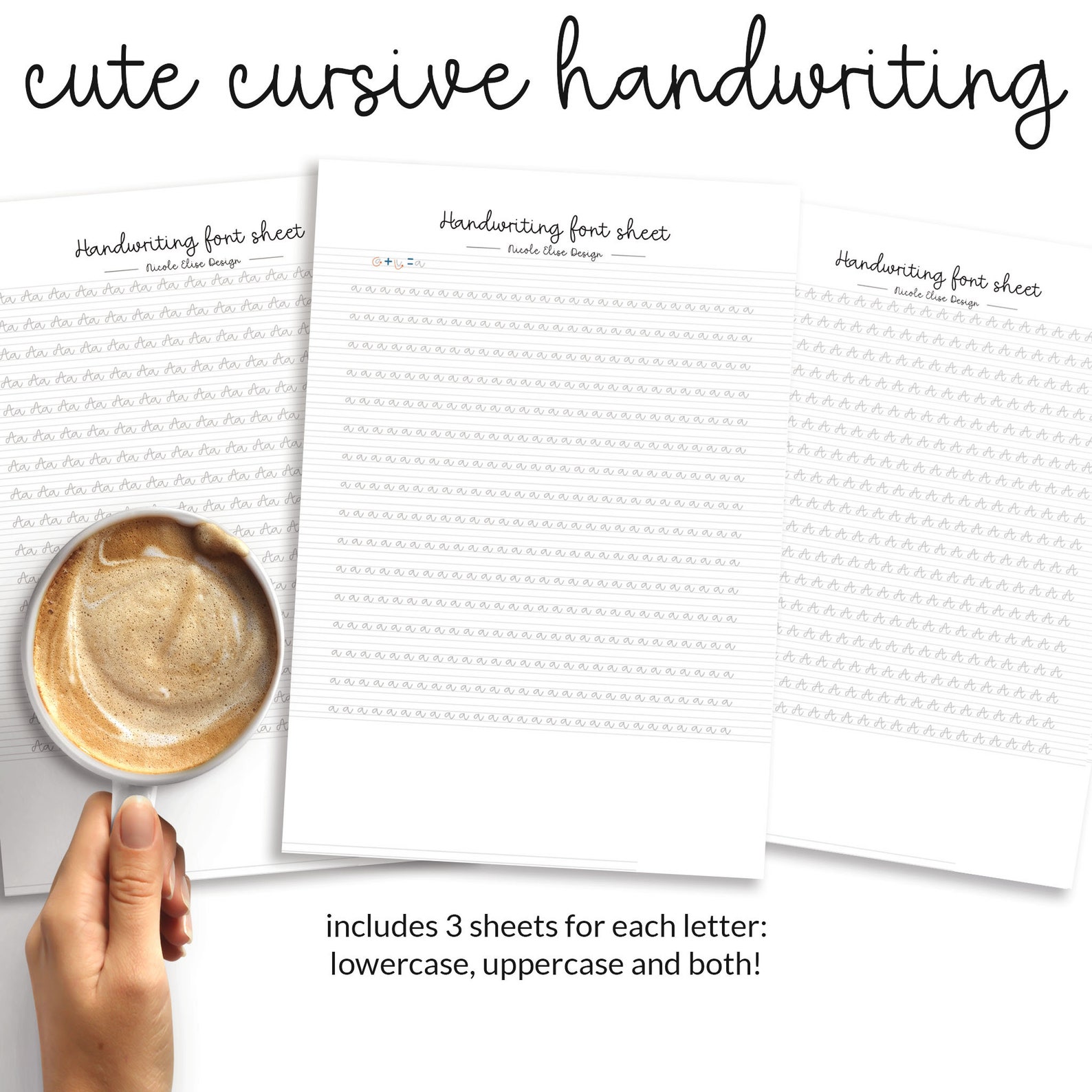 117 Page Fun Cursive Neat Hand Writing Workbook | Practice Sheet Guide ...
