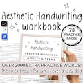 73 Page Aesthetic Hand Writing Practice Workbook Sheet Printable Guide Beginner Student Help Easy Alphabet Template Lettering Typography product logo