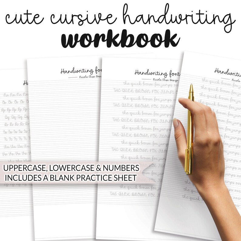 117 Page Fun Cursive Neat Hand Writing Workbook | Practice Sheet Guide ...