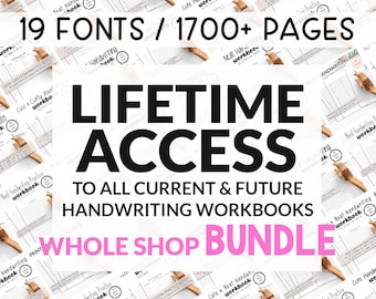 HELE SHOP Bundel handschrift voor levenslange toegang - eenmalige aankoopoefening Netjes schrijven volwassen tiener ipad Goodnotes lettertype pdf afdrukken