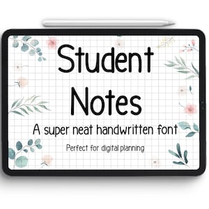 Handgeschreven lettertype voor studentennotities voor netjes schrijven | Schriftelijk handschrift van studenten | Digitale Planner Studie iPad | Goodnotes Opmerkelijkheid