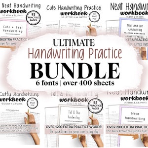 400+ PAGINA'S Bundel Nette handschriftwerkmap | Oefenbladgids | Afdrukbare iPad-sjabloonwerkbladen voor Goodnotes Notability | Volwassenen