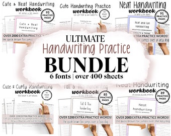 400+ PAGES Bundle Neat Hand Writing Workbook | Practice Sheet Guide | Printable iPad Template Worksheets for Goodnotes Notability | Adults