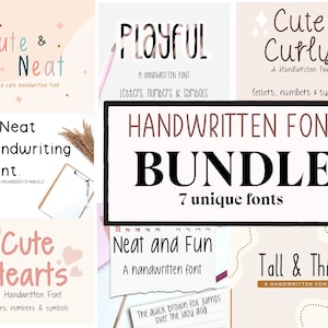 7 lettertypen BUNDEL - Handgeschreven lettertype voor netjes schrijven | Schriftelijk handschrift van studenten | Digitale Planner Studie iPad | Goodnotes Opmerkelijkheid