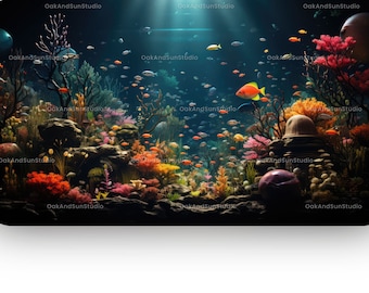 Realistic virtual background with aquarium view for ocean and sea lovers | Suitable for Zoom, Google Meet, Microsoft Teams | Water view