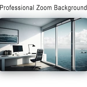 Sea View office | Zoom Virtual Backgrounds | Microsoft Teams | Facebook | Wallpaper | Google Meet | Backdrop | Water view | Beach ocean view