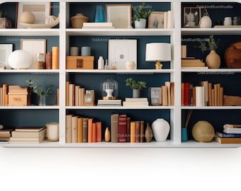 Zoom background bookshelf | Office virtual background | Teams background | Dark bookshelf background