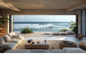 Virtual background for Zoom | Office virtual background | Teams background | Ocean view office background | Water view | Beach ocean view