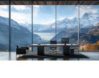 Alps background for Zoom | Office virtual background | Teams background | Mountain view office background | Swiss Alps