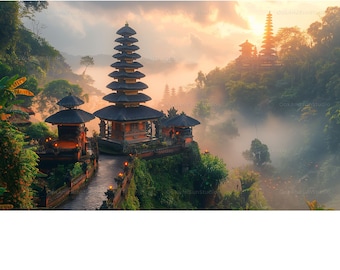 Bali landscape Background for Zoom | Zoom, Meet, Microsoft Teams | backdrop mountain  | Water view