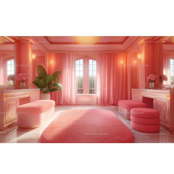 Barbie pink virtual background of dressing room | Suitable for Zoom, Google Meet, Pink background for virtual backdrop
