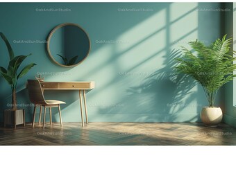 Realistic virtual background of vanity table in a green room with plants | Suitable for Zoom, Google Meet | Cozy zoom background