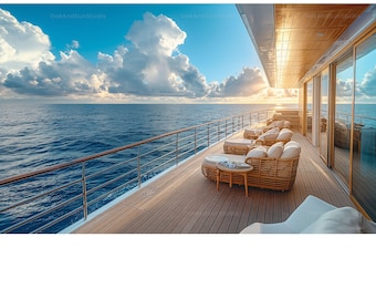 Zoom background |Deck of Cruise Ship in the Ocean | Zoom Virtual Background | Luxury vacation zoom background | Sunset zoom | Microsoft team