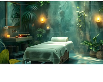 Fondo virtual realista de la sala de masajes/Zoom, Google Meet, equipo de Microsoft/fondo de relajación SPA