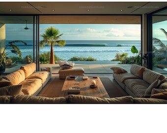 Virtual background for Zoom | Office virtual background | Teams background | Ocean view office background | Water view | Beach ocean view