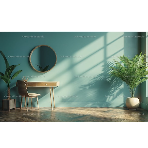 Realistic virtual background of vanity table in a green room with plants | Suitable for Zoom, Google Meet | Cozy zoom background