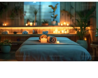 Fondo virtual realista de la sala de masajes/Zoom, Google Meet, equipo de Microsoft/fondo de relajación SPA