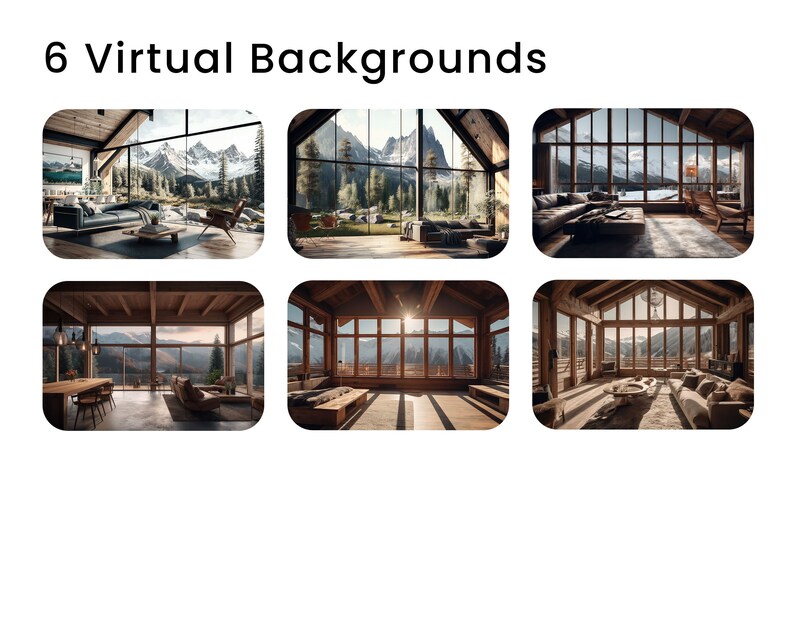 6 Cozy Cabin Chalet Zoom Backgrounds Mountains Microsoft Etsy Australia