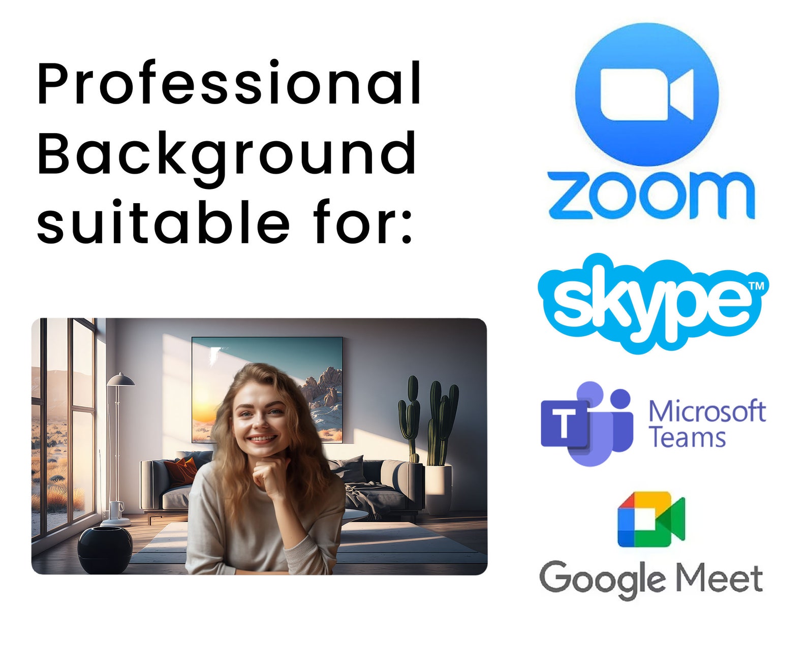 Zoom Virtual Background Desert Cactus Home Office Minimalistic Zoom Background Wallpaper Zoom