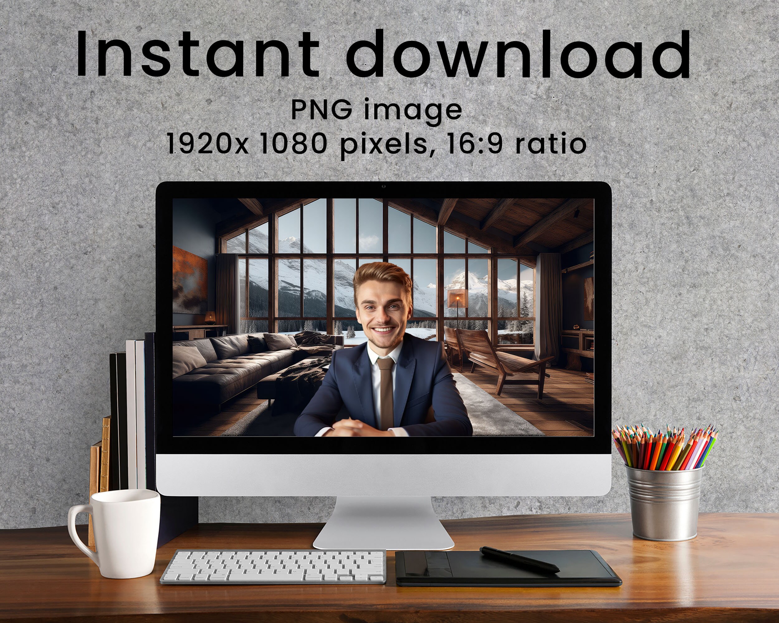 6 Cozy Cabin Chalet Zoom Backgrounds Mountains Microsoft - Etsy