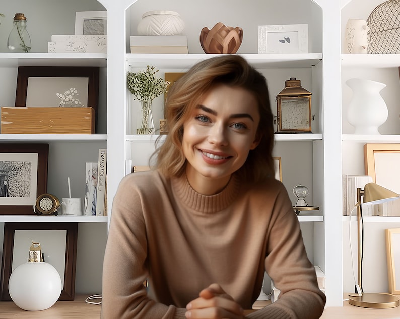 Zoom Virtual Background White Bookshelf Home Office Minimalistic Zoom