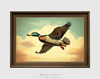 Flying Duck Wall Art, Printable Duck Art, Duck Watercolour Painting, Game Bird Art, Duck Hunting, Duck, Mallard Duck, Hunting Wall Art Print