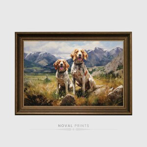 Couple Dog Wall Art Printable Painting, Digital Hunting Dog Print, Vintage Dog Wall Art, Farmhouse Decor, Animal Art, Vintage Dog Wall Art