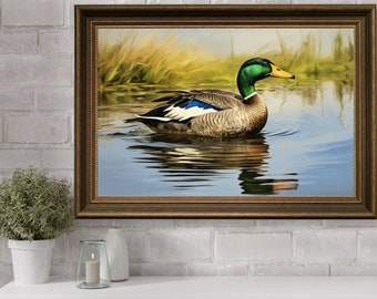 エリック・スウィートによる水彩画のマガモの鳥の絵画アートプリント