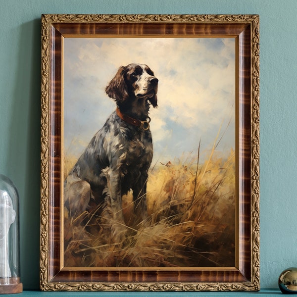 19th Century Vintage Dog Portrait Wall Art, Hunting Dog Illustration Nursery Decor Print, Hunting Dog Painting, Victorian Vintage Pointer