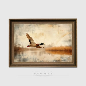 Digital Printable Vintage Duck Wall Art Nursery Oil Painting, Animal Art, Vintage Animal Bird Home Decor, Neutral Woodland Nursery Wall Art