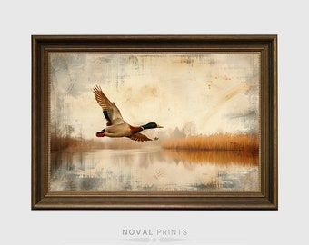 Digital Printable Vintage Duck Wall Art Nursery Oil Painting, Animal Art, Vintage Animal Bird Home Decor, Neutral Woodland Nursery Wall Art