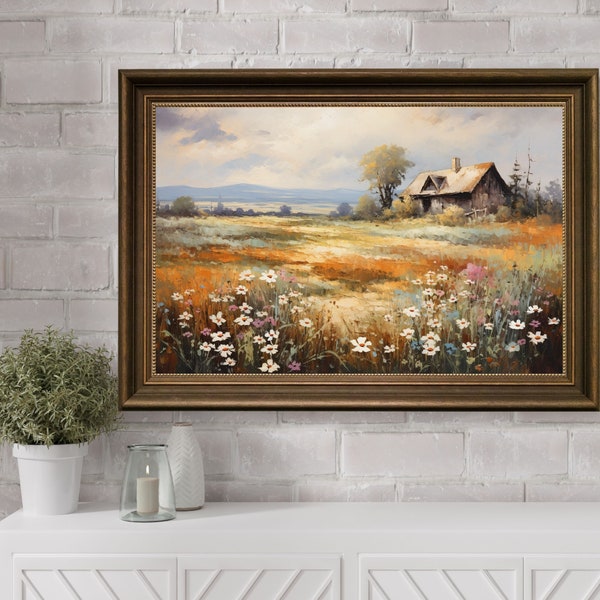 Vintage Landscape Painting | PRINTABLE Vintage Autumn Landscape Painting Fine Art | Living Room Wall Decor Digital Download | Noval Prints |