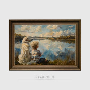 Puppy Nursery Print, Boy and Dog Art, Vintage Nursery Wall Art, Rustic Nursery, Dog Lover, Boy&#39;s Room Decor, Printable Digital Kids Wall Art