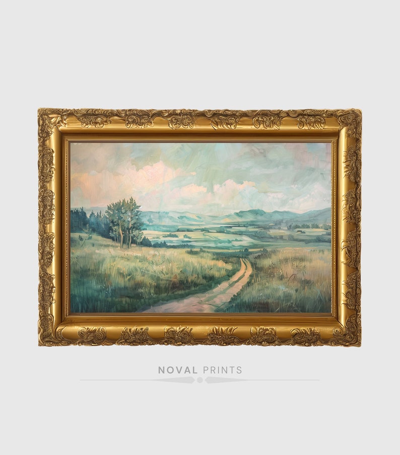 Landscape Rustic Fall Country Landscape PRINTABLE Vintage Painting ...