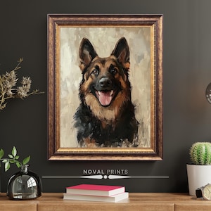 Vintage Style German Shepherd Portrait Digital Download, Printable German Shepherd Art, Antique Art Print, Pet Portratit German Dog