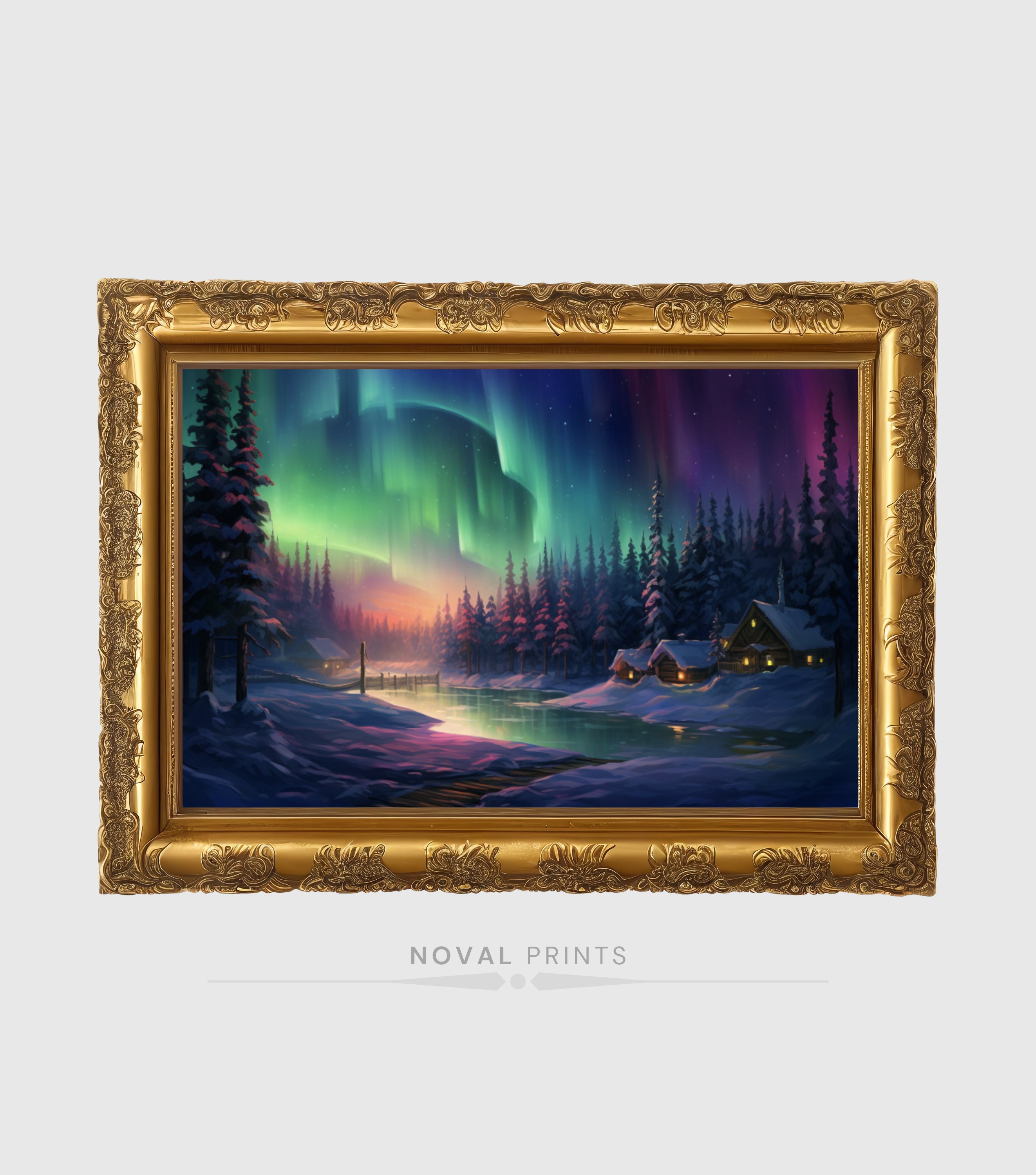 Northern Lights, Aurora Painting Wall Art, Aurora Borealis Northern ...