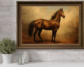 Vintage Horse Painting, Antique Equestrian Print, Animal Oil Painting, Horse Wall Art Print, Horse Animal Print, Printable Vintage Wall Art