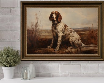 The Hunting Dog Landscape Painting Download, Vintage Book Style Rustic Art, Print at Home Poster, Printable Instant Downloadable, Hunting