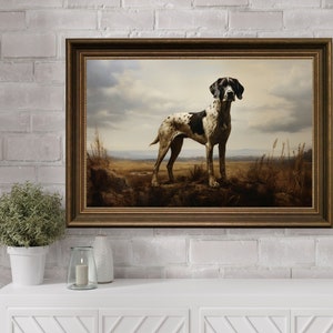 Hunting Dog Wall Art Painting, Digital Dog Print, Printable Vintage Dog Wall Art, Farmhouse Decor, Animal Portrait, Vintage Dog Wall Art