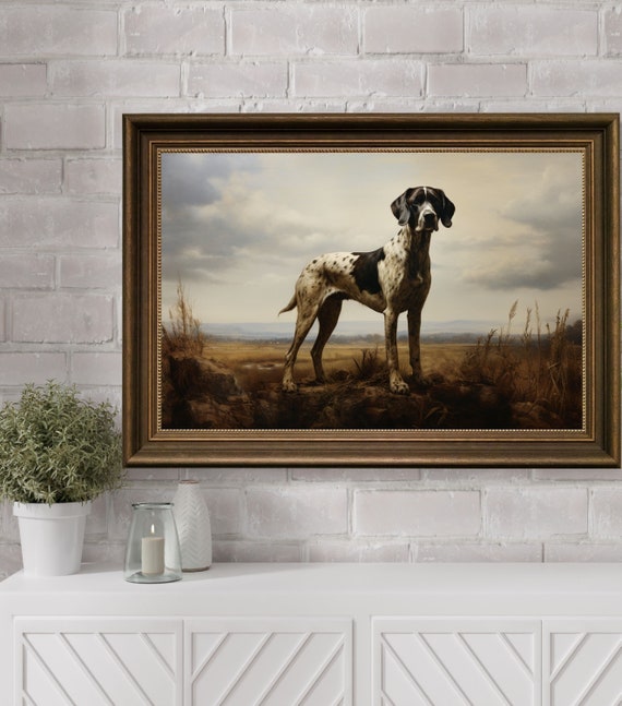 Hunting Dog Wall Art Painting, Digital Dog Print, Printable Vintage Dog Wall Art, Farmhouse Decor, Animal Portrait, Vintage Dog Wall Art