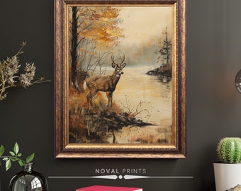 Vintage Deer Print, Downloadable Prints, Print Yourself, Fall Wall Decor, Printable Wall Art, 19th Century Artwork