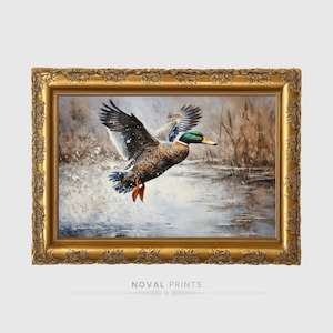 Vintage Flying Printable Duck Print, Spring Animal Wall Art Paint, Kwekerij Duck Home Decor, Decor van de boerderij, Downloadbare Duck Wall Art