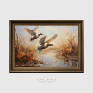 Vintage Flying Duck Oil Painting Art, Duck Wall Art, Bird Wall Art, Duck Hunting, Duck Painting, Flying Ducks, Mallard Duck, Hunting Art