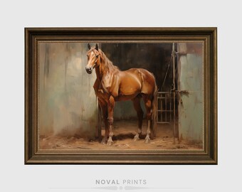 ダークチェスナットホース エセルブルース 額入り油絵プリント