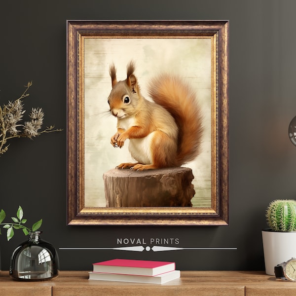 Squirrel Wall Print, Woodland Animal Wall Art, Squirrel Photo, Red Squirrel, Cute Animals, Nursery Decor, Kids Room Printable Squirrel Art