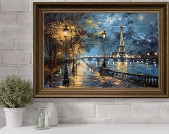Eiffel Tower Paris Landscape,Eiffel Tower Art, Eiffel Tower Print, Paris Painting, Vintange Home Decor Wall Art, Oil Paint Eiffel Tower
