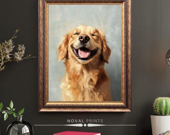 Golden Retriever Art, Funny Bathroom Decor, Kids Bathroom Wall Art, Printable Digital Download, Golden Retriever Print, Pet Digital Artwork