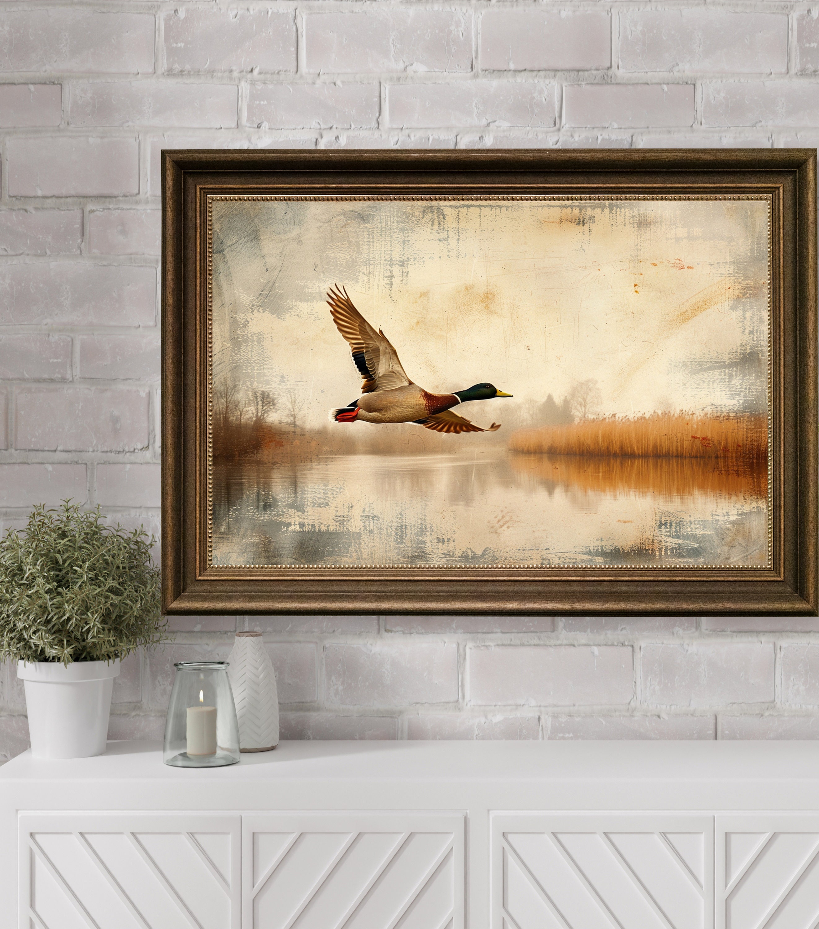 Digital Printable Vintage Duck Wall Art Nursery Oil Painting, Animal