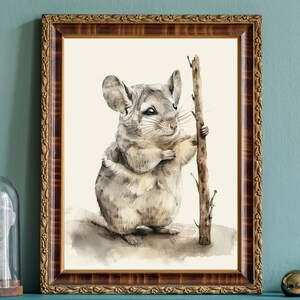 Chinchilla Art Print, Chinchilla Paint, Chinchilla Decor, Curious Chinchilla Print, Printable Chinchilla , Chinchilla Prints